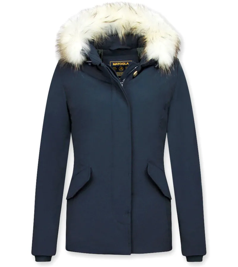 PARKA MUJER CAPUCHA PELO  5897B  AZUL